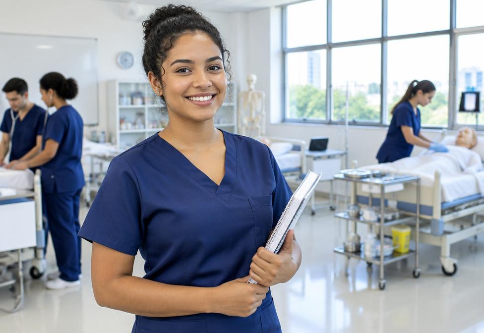 Estudante feliz do curso Técnico em Enfermagem